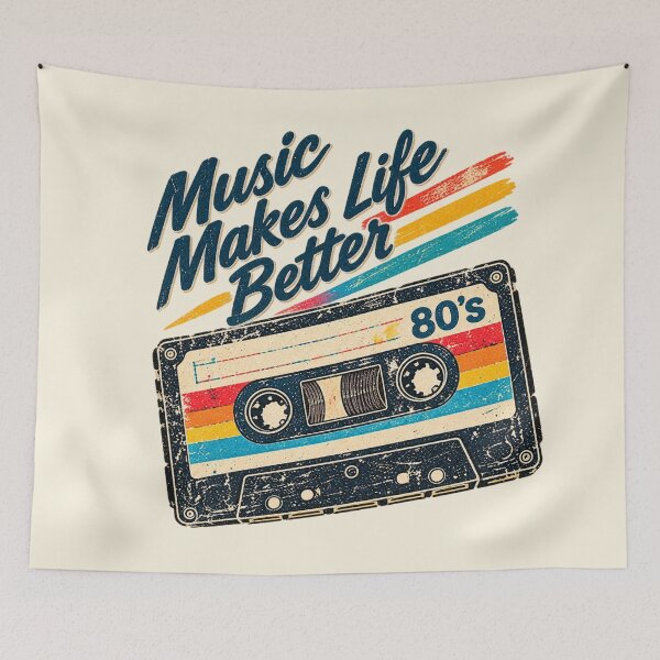 Item preview, Music Makes Life Better 80s Cassette Tape designed and sold by lungpleecha.