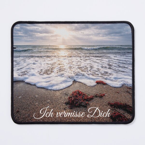 Item preview, I miss you – beach & ocean waves at sunset designed and sold by Tammigrafie.