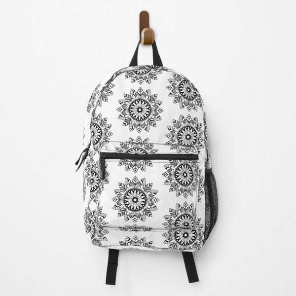 Item preview, Black and white leaf sunburst mandala pattern designed and sold by PandanOfArt.