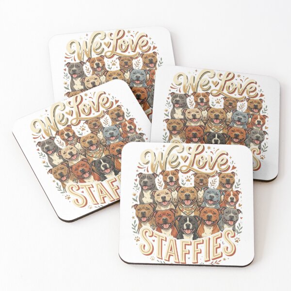 Item preview, We Love Staffies - Retro Staffordshire Bull Terrier Illustration designed and sold by Retro Hound Co..