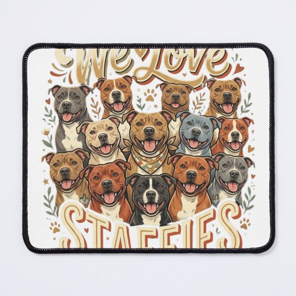 Item preview, We Love Staffies - Retro Staffordshire Bull Terrier Illustration designed and sold by Retro Hound Co..