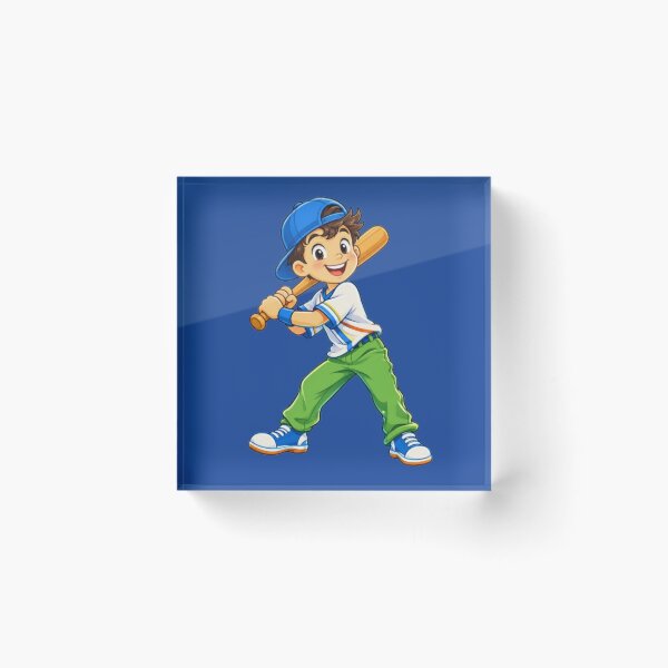 Item preview, Happy Baseball Boy Cartoon Batter designed and sold by Dew Drop Designs.