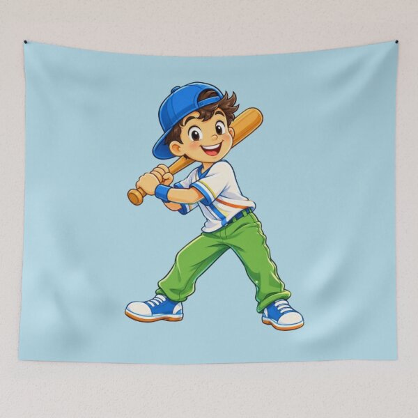 Item preview, Happy Baseball Boy Cartoon Batter designed and sold by Dew Drop Designs.