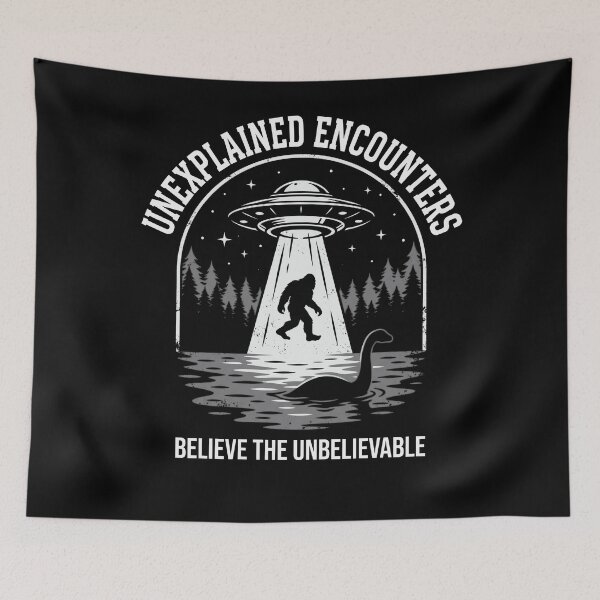 Item preview, Unexplained Encounters Believe The Unbelievable Cryptid Paranormal UFO Bigfoot Loch Ness Monster designed and sold by FolkGraphics.