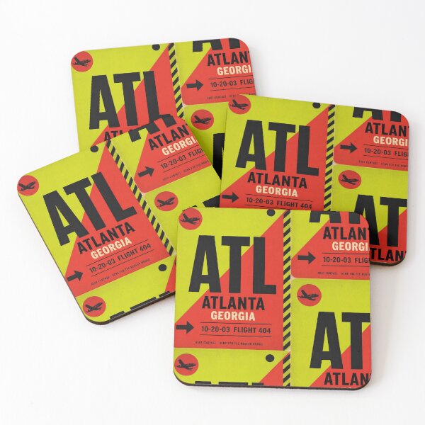 Item preview, Etiqueta para equipaje con código del aeropuerto ATL – Diseño retro de aerolínea en verde fluorescente y rojo designed and sold by rootcompass.