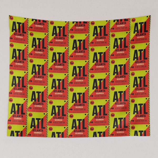 Item preview, ATL Airport Code Luggage Tag – Volt Green & Red Retro Airline Design designed and sold by rootcompass.