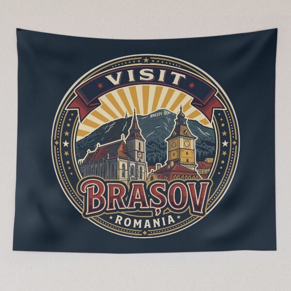 Item preview, Visit Brașov Romania Vintage Travel Badge designed and sold by AIG - Andrei Ilie Graphics.