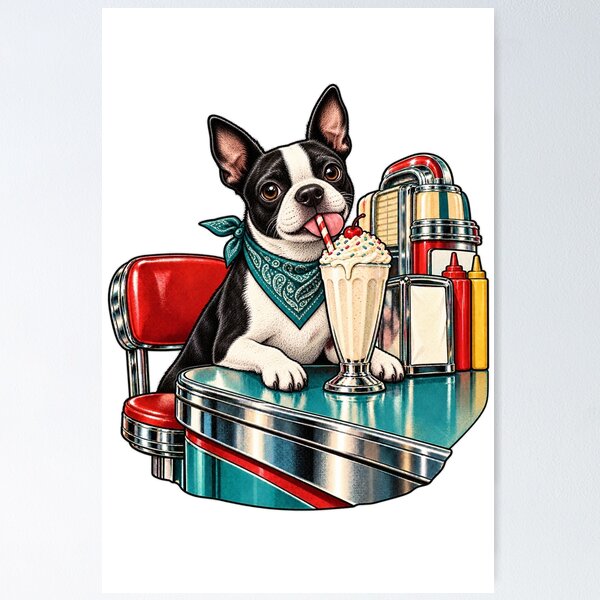 Item preview, Boston Terrier Soda-Fountain Break designed and sold by PlanetPiperArt.