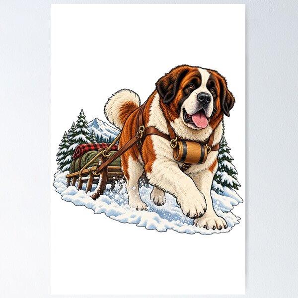 Item preview, Saint Bernard Snow-Day Sled designed and sold by PlanetPiperArt.