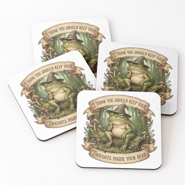 Item preview, Grumpy Frog Keep Thoughts Inside Your Head Vintage Cottagecore Funny Meme designed and sold by CoolCrazyChaos.