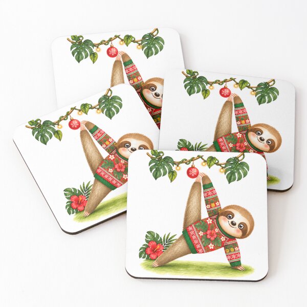 Item preview, Christmas Yoga Sloth – Advanced Side Plank in Ugly Christmas Sweater designed and sold by YogiAnimalArt.