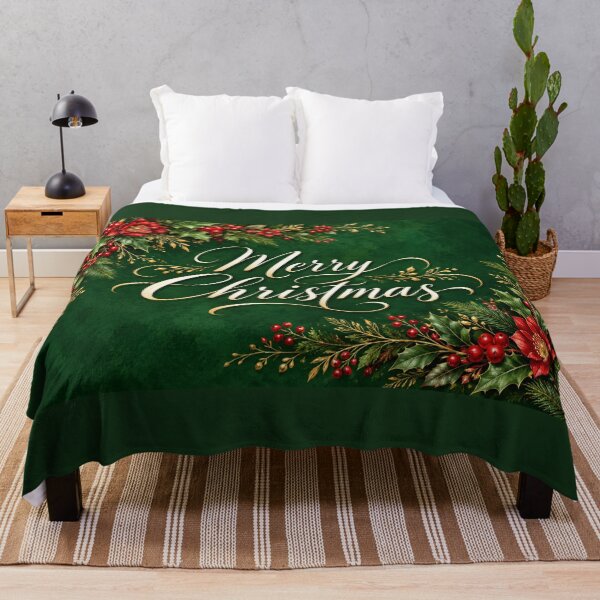 Item preview, Merry Christmas Botanical Elegance in Emerald and Gold designed and sold by Kimberly Palmer.