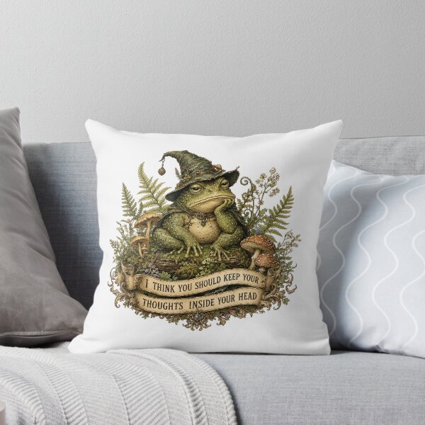 Item preview, Grumpy Frog Keep Thoughts Inside Your Head Vintage Cottagecore Funny Meme designed and sold by CoolCrazyChaos.