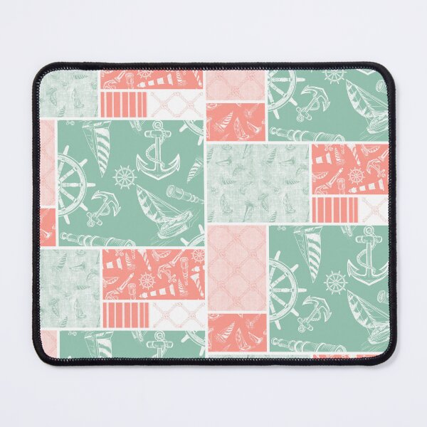 Item preview, Coral and Seafoam Quilt Design Nautical Charcoal Sketches Collection- Features Netting, Stripes, Nautical Items, and Lighthouse Designs designed and sold by PD-Coastal.