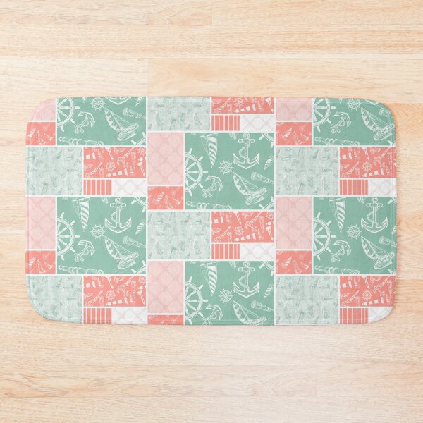 Item preview, Coral and Seafoam Quilt Design Nautical Charcoal Sketches Collection- Features Netting, Stripes, Nautical Items, and Lighthouse Designs designed and sold by PD-Coastal.