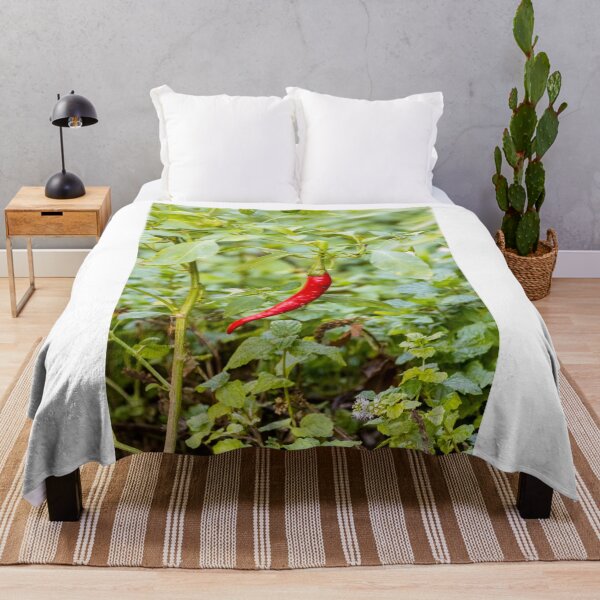 Item preview, Red Chili Pepper Hanging on Plant in Green Garden Closeup — Spicy Fresh Produce designed and sold by Nmallia.