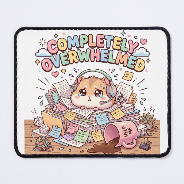 Item preview, Completely Overwhelmed Tiny Hamster Anxiety Work Burnout Kawaii designed and sold by CoolCrazyChaos.