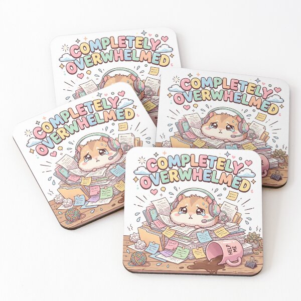 Item preview, Completely Overwhelmed Tiny Hamster Anxiety Work Burnout Kawaii designed and sold by CoolCrazyChaos.
