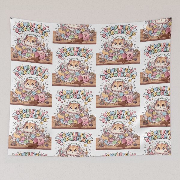 Item preview, Completely Overwhelmed Tiny Hamster Anxiety Work Burnout Kawaii designed and sold by CoolCrazyChaos.