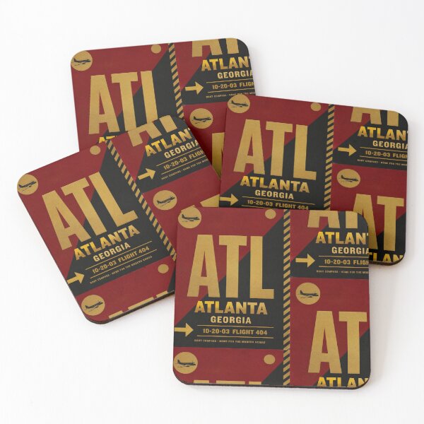 Item preview, ATL Airport Code Luggage Tag – Garnet Red, Black & Gold Retro Airline Design designed and sold by rootcompass.