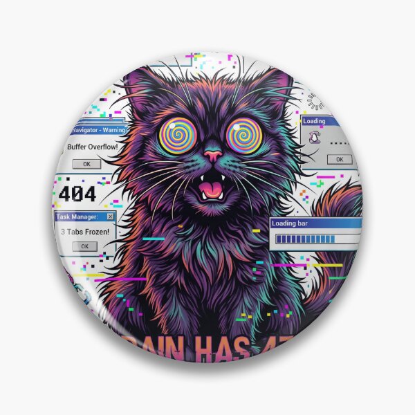 Item preview, My Brain Has 47 Tabs Open Frozen Cat Neurodivergent ADHD Funny Retro designed and sold by CoolCrazyChaos.