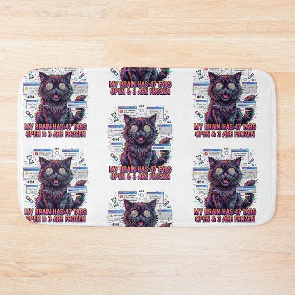 Item preview, My Brain Has 47 Tabs Open Frozen Cat Neurodivergent ADHD Funny Retro designed and sold by CoolCrazyChaos.