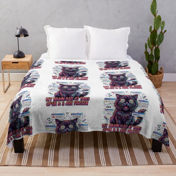 Item preview, My Brain Has 47 Tabs Open Frozen Cat Neurodivergent ADHD Funny Retro designed and sold by CoolCrazyChaos.