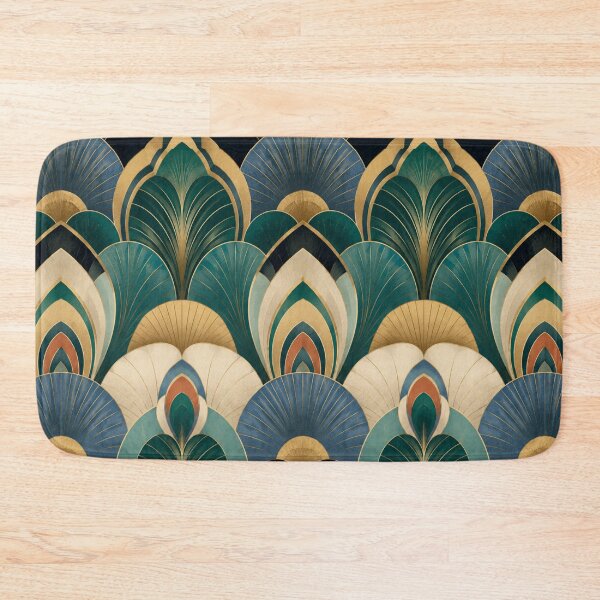 Item preview, Art Deco Fan Pattern – Teal Blue and Gold Geometric Vintage Glam Design designed and sold by ArtDesignRemix.