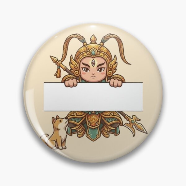 Item preview, Cute Erlang Shen with Celestial Dog Holding Blank Sign - Chinese Mythology God designed and sold by PetalsPaws.