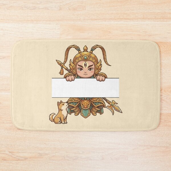 Item preview, Cute Erlang Shen with Celestial Dog Holding Blank Sign - Chinese Mythology God designed and sold by PetalsPaws.
