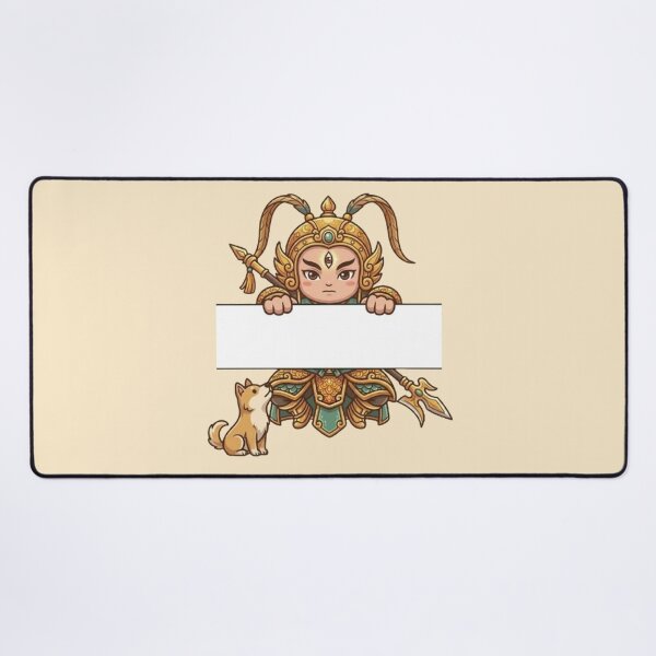 Item preview, Cute Erlang Shen with Celestial Dog Holding Blank Sign - Chinese Mythology God designed and sold by PetalsPaws.