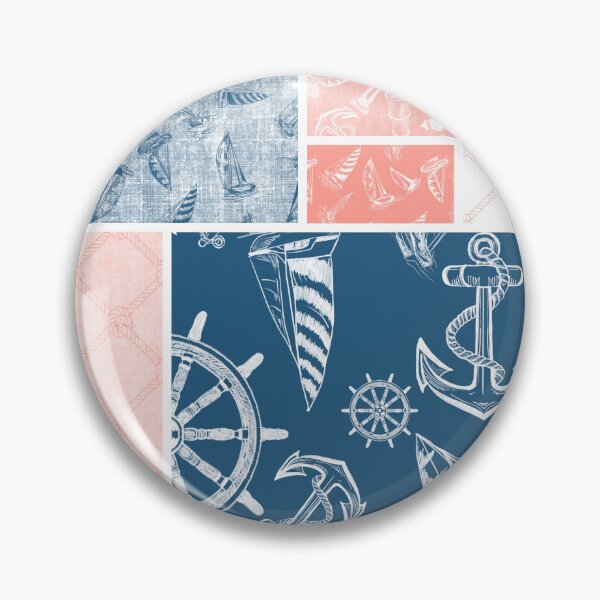 Item preview,  Coral and Ocean Blue Quilt Design Nautical Charcoal Sketches Collection- Features Netting, Stripes, Nautical Items, and Lighthouse Designs designed and sold by PD-Coastal.