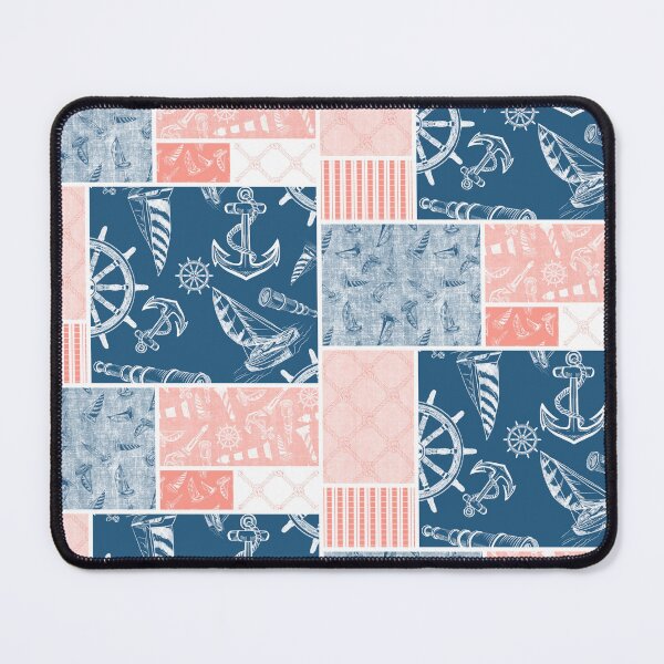 Item preview,  Coral and Ocean Blue Quilt Design Nautical Charcoal Sketches Collection- Features Netting, Stripes, Nautical Items, and Lighthouse Designs designed and sold by PD-Coastal.