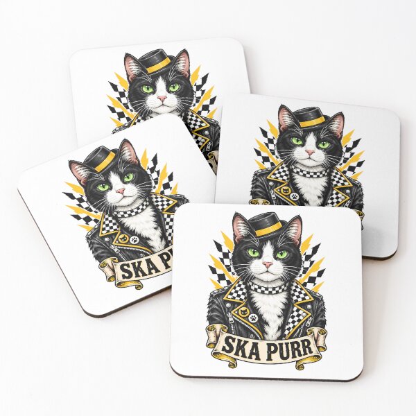 Item preview, Ska Purr Cat Music Checkerboard designed and sold by Old's Cool Cat Studio.