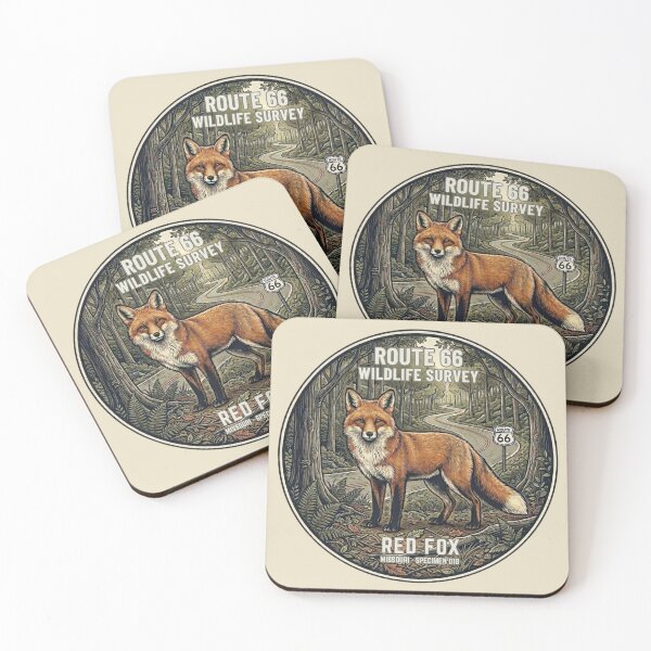 Item preview, Red Fox Route 66 Wildlife Badge Missouri Ozarks Art designed and sold by CalmCapy Co.