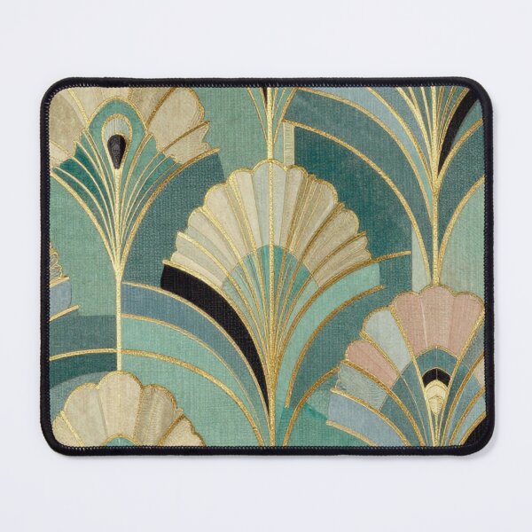 Item preview, Art Deco Floral Fan Pattern – Vintage Teal and Gold Gatsby Glamour Design designed and sold by ArtDesignRemix.