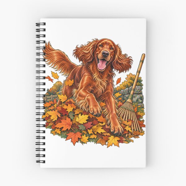 Item preview, Irish Setter Leaf-Pile Afternoon designed and sold by PlanetPiperArt.