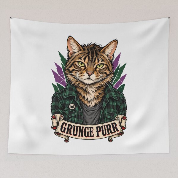Item preview, Grunge Purr Cat Music Flannel designed and sold by Old's Cool Cat Studio.