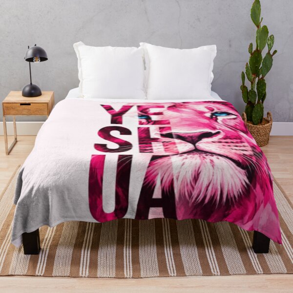 Item preview, Yeshua Pink Lion Illustration – Bold Christian Typography Design designed and sold by EatPrayLive.