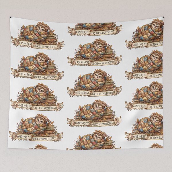 Item preview, Born To Rest Forced To Participate Tired Owl Cozy Cottagecore Humor designed and sold by CoolCrazyChaos.