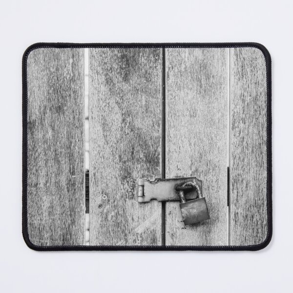 Item preview, Rustic Wooden Gate With Old Padlock and Metal Hasp Locking a Weathered Door Panel designed and sold by Nmallia.