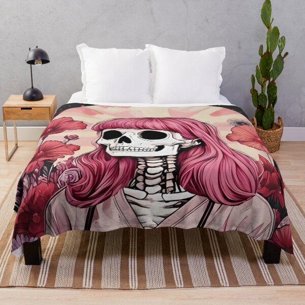 Item preview, Gothic Nurse Halloween – Pink-Haired Skeleton Nurse with Flowers designed and sold by Art-Arcade6.