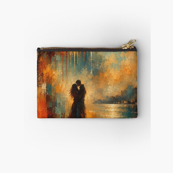 Item preview, Moonlit Embrace - Teal & Rust Orange Romantic Art Print designed and sold by Joey Santiago.