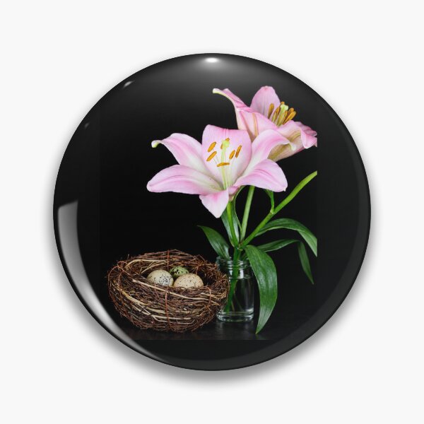 Item preview, Pink Lilies and Speckled Eggs in a Spring Nest designed and sold by Kimberly Palmer.