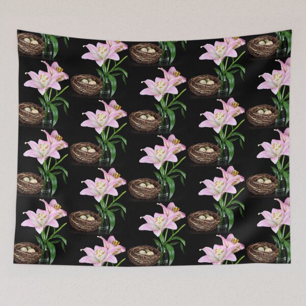 Item preview, Pink Lilies and Speckled Eggs in a Spring Nest designed and sold by Kimberly Palmer.