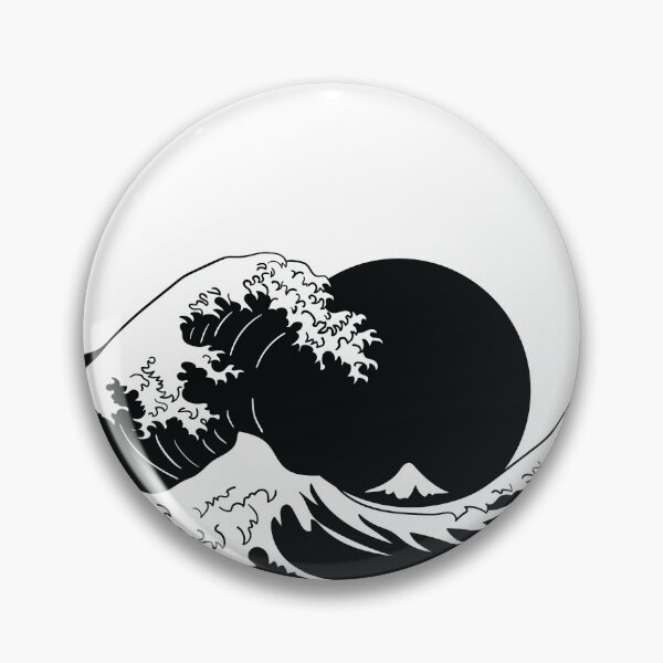 Item preview, Large Japanese Minimalist Black and White Wave in Hokusai Style for Japanese Art Lovers designed and sold by CLC54.