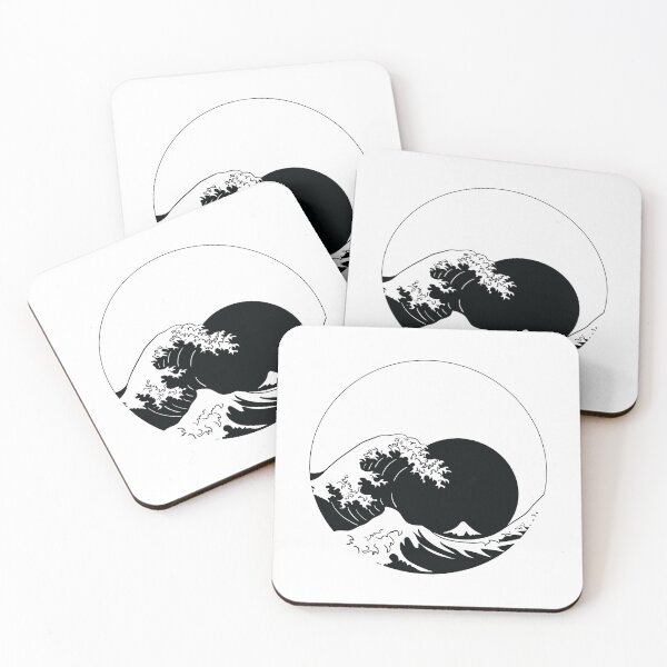 Item preview, Large Japanese Minimalist Black and White Wave in Hokusai Style for Japanese Art Lovers designed and sold by CLC54.