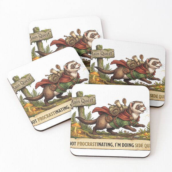 Item preview, Side Quests Ferret Funny Gamer ADHD I'm Not Procrastinating RPG Retro designed and sold by CoolCrazyChaos.