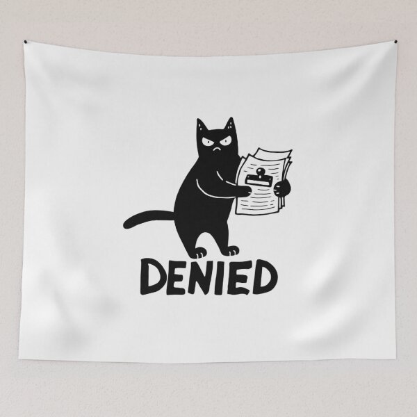 Item preview, Angry Office Manager Black Cat Clipboard DENIED Meme designed and sold by Ikochane.