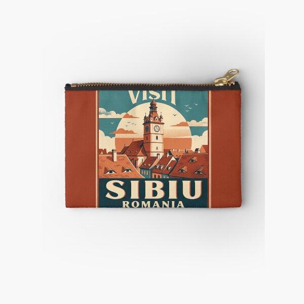 Item preview, Visit Sibiu Romania Vintage Travel Art Rooftops designed and sold by AIG - Andrei Ilie Graphics.